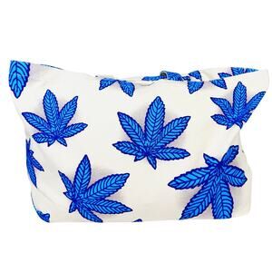 Vans OG Sweet Leaf Tote Bag Large Beige Blue Reusable Shopping Cotton Canvas New
